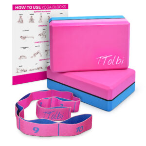 Yoga Blocks 2 Pack Kit with Dance Stretch Band & Guide