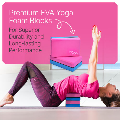 Yoga Blocks 2 Pack Kit with Dance Stretch Band & Guide