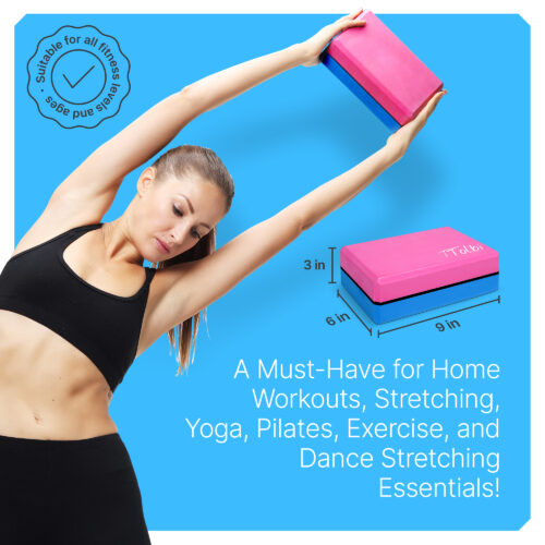 Yoga Blocks 2 Pack Kit with Dance Stretch Band & Guide