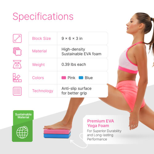 Yoga Blocks 2 Pack Kit with Dance Stretch Band & Guide